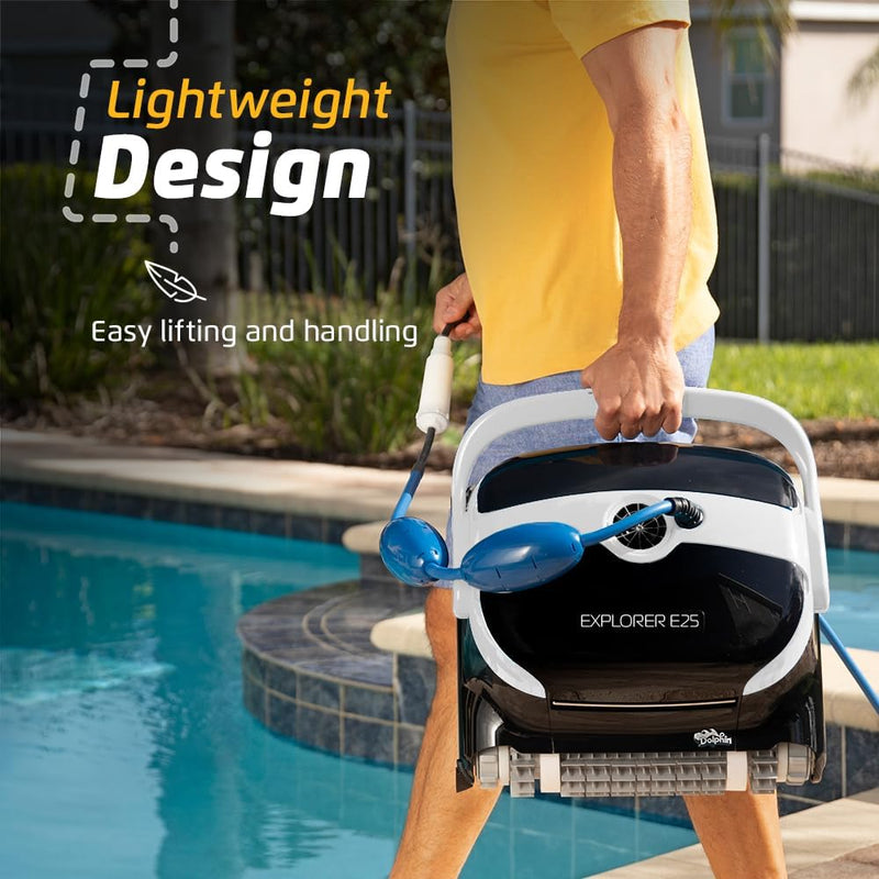 Dolphin (2025 Model) Explorer E25 Wi-Fi Robotic Pool Vacuum Cleaner Pools up to 50 FT - Waterline Scrubber Brush