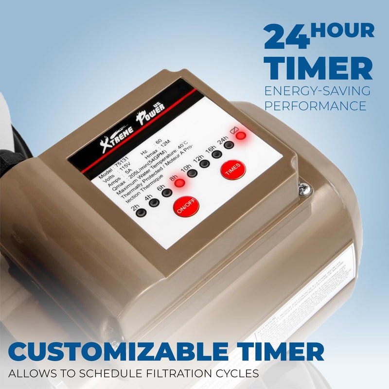 XtremepowerUS 3,100GPH Swimming Pool 16" Sand Filter 3/4 HP Pool Pump w/ Timer 15,000GAL Above Ground Pool Set