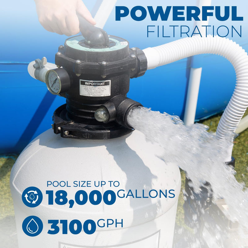 XtremepowerUS 3,100GPH Swimming Pool 16" Sand Filter 3/4 HP Pool Pump w/ Timer 15,000GAL Above Ground Pool Set
