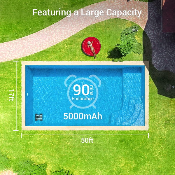AIPER Cordless Robotic Pool Cleaner, Cordless Pool Vacuum Robot with Dual-Drive Motors, Self-Parking Technology, 90 Mins Cleaning for Above/In-ground Pools with Flat Floor up to 861 sq.ft