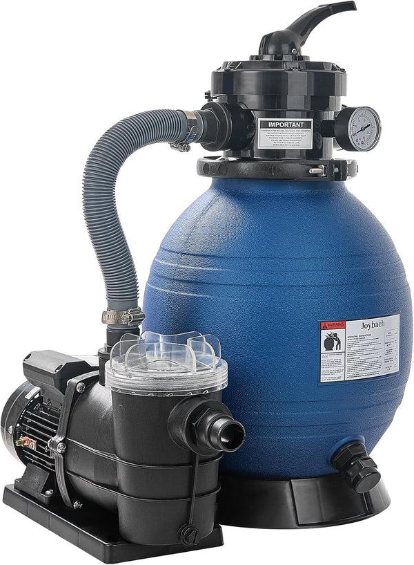 12 Inch Sand Pool Filter Pump, Sand Filter System 1/4 HP Pump High Flow 33 GPM 115V for Above Ground Swimming Pool Filter Sand with 4-Way Valve 250W Swimming Pool Pump