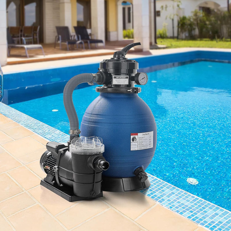 12 Inch Sand Pool Filter Pump, Sand Filter System 1/4 HP Pump High Flow 33 GPM 115V for Above Ground Swimming Pool Filter Sand with 4-Way Valve 250W Swimming Pool Pump