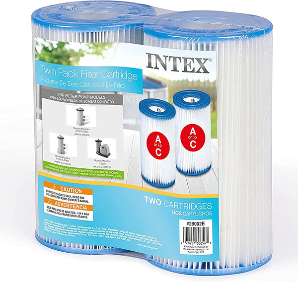 Intex 29002E Type A Pool Filter Cartridge Filter Pumps – Easy-to-Clean – Dacron Paper – Efficient Filtration – Two Pack